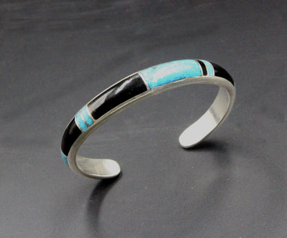 Turquoise and Black Onyx Cuff Bracelet, Turquoise Bracelet, Sterling Silver Cuff Bracelet, Cuff Bracelet Men, Black Onyx Cuff Bracelet