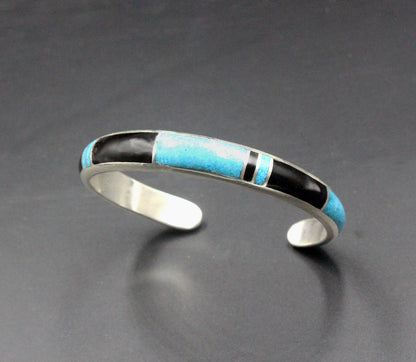 Turquoise and Black Onyx Cuff Bracelet, Turquoise Bracelet, Sterling Silver Cuff Bracelet, Cuff Bracelet Men, Black Onyx Cuff Bracelet