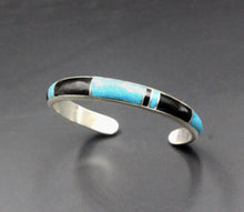 Load image into Gallery viewer, Turquoise and Black Onyx Cuff Bracelet, Turquoise Bracelet, Sterling Silver Cuff Bracelet, Cuff Bracelet Men, Black Onyx Cuff Bracelet