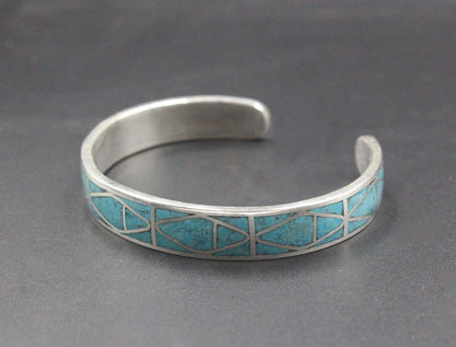 Turquoise and Sterling Silver Cuff Bracelet, Silver Cuff Bracelet, Turquoise Inlay Cuff Bracelet, Cuff Bracelet, Turquoise Cuff Bracelet