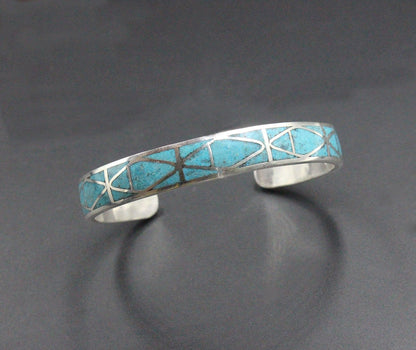 Turquoise and Sterling Silver Cuff Bracelet, Silver Cuff Bracelet, Turquoise Inlay Cuff Bracelet, Cuff Bracelet, Turquoise Cuff Bracelet