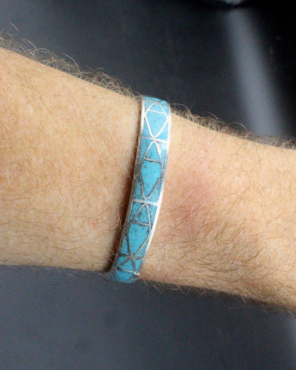 Turquoise and Sterling Silver Cuff Bracelet, Silver Cuff Bracelet, Turquoise Inlay Cuff Bracelet, Cuff Bracelet, Turquoise Cuff Bracelet