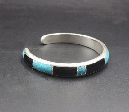 Turquoise and Black Onyx Cuff Bracelet, Turquoise Bracelet, Sterling Silver Cuff Bracelet, Cuff Bracelet Men, Black Onyx Cuff Bracelet