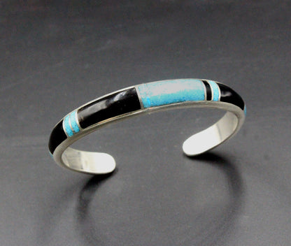 Turquoise and Black Onyx Cuff Bracelet, Turquoise Bracelet, Sterling Silver Cuff Bracelet, Cuff Bracelet Men, Black Onyx Cuff Bracelet