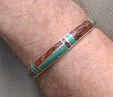 Load image into Gallery viewer, Malachite and Coconut Wood Silver Cuff