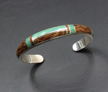 Load image into Gallery viewer, Malachite and Coconut Wood Silver Cuff