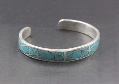 Türkis und Sterling Silber Manschette Armband, Silber Manschette Armband, Türkis Inlay Manschette Armband, Manschette Armband, Türkis Manschette Armband