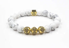 Load image into Gallery viewer, Matte White Howlite and Gold