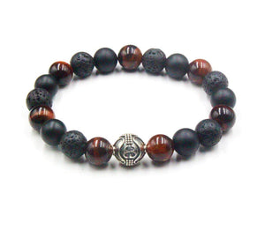 Red Tiger's Eye, Lava, and Matte Black Onyx