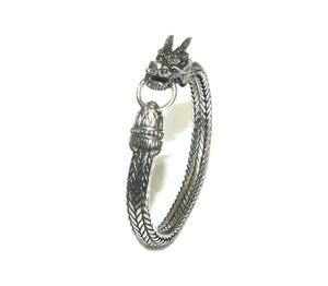 Sterling Silver Dragon Bracelet, 7mm Sterling Silver Chain Bracelet, Mens Silver Bracelet, 7mm Silver Chain Bracelet, Silver Dragon