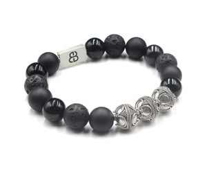 Mixed Black Stone and Sterling Silver