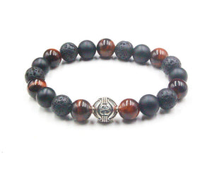 Red Tiger's Eye, Lava, and Matte Black Onyx