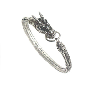 Sterling Silver Dragon Bracelet, 7mm Sterling Silver Chain Bracelet, Mens Silver Bracelet, 7mm Silver Chain Bracelet, Silver Dragon