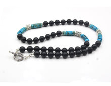 Load image into Gallery viewer, Larimar and Matte Black Onyx