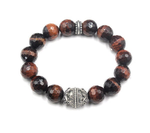 Faceted Red Tiger's Eye and Silver