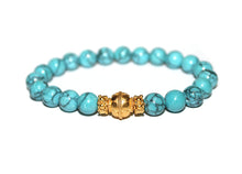 Load image into Gallery viewer, Turquoise and 22 Karat Gold Vermeil Bali Beads Bracelet