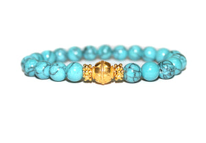 Turquoise and 22 Karat Gold Vermeil Bali Beads Bracelet